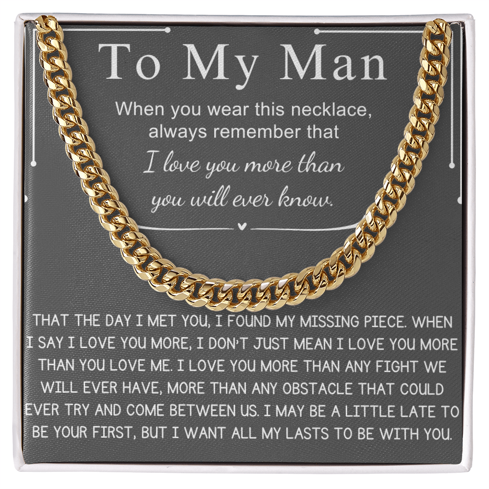 "To My Man" - Engraved Cross Necklace