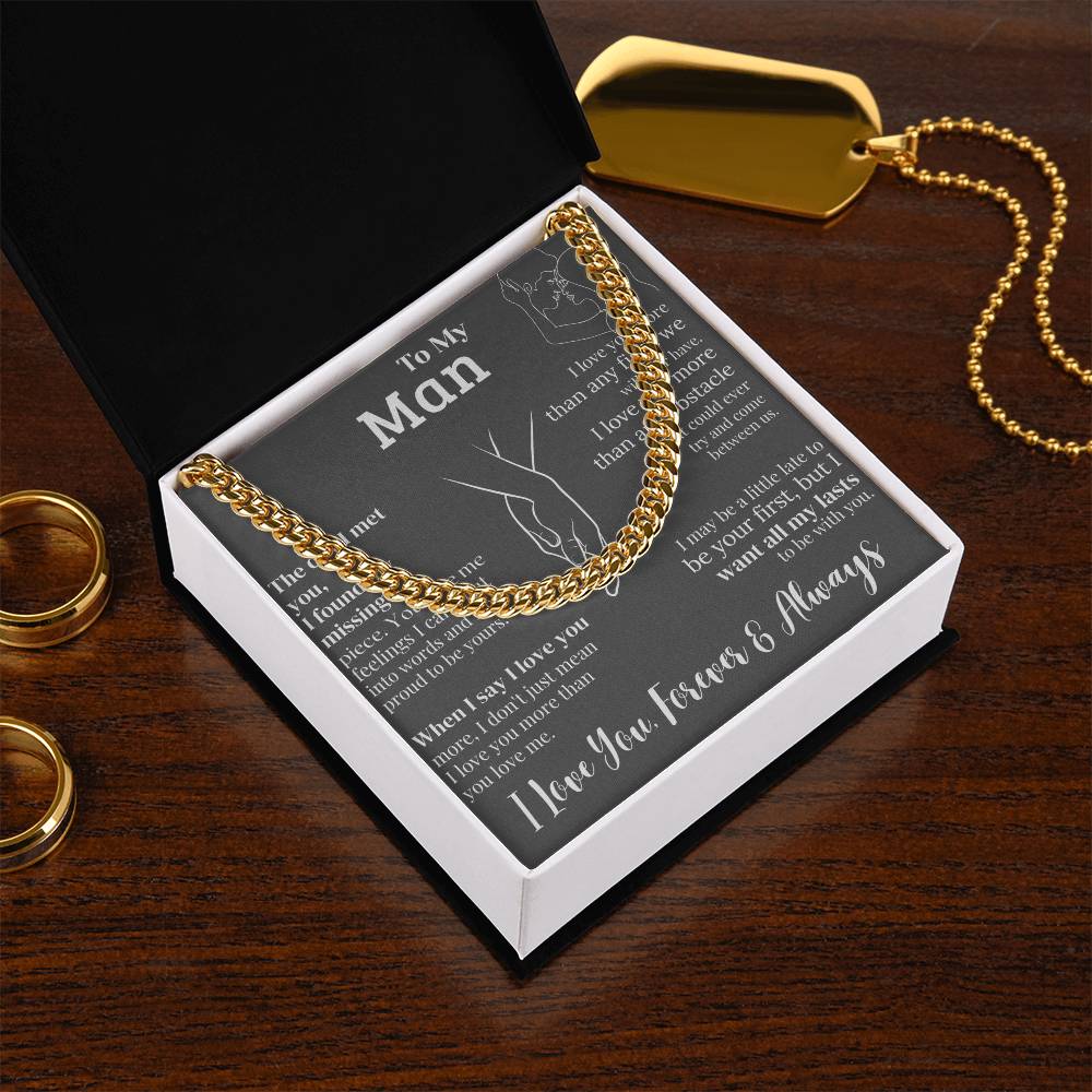 "To My Man" - Engraved Cross Necklace