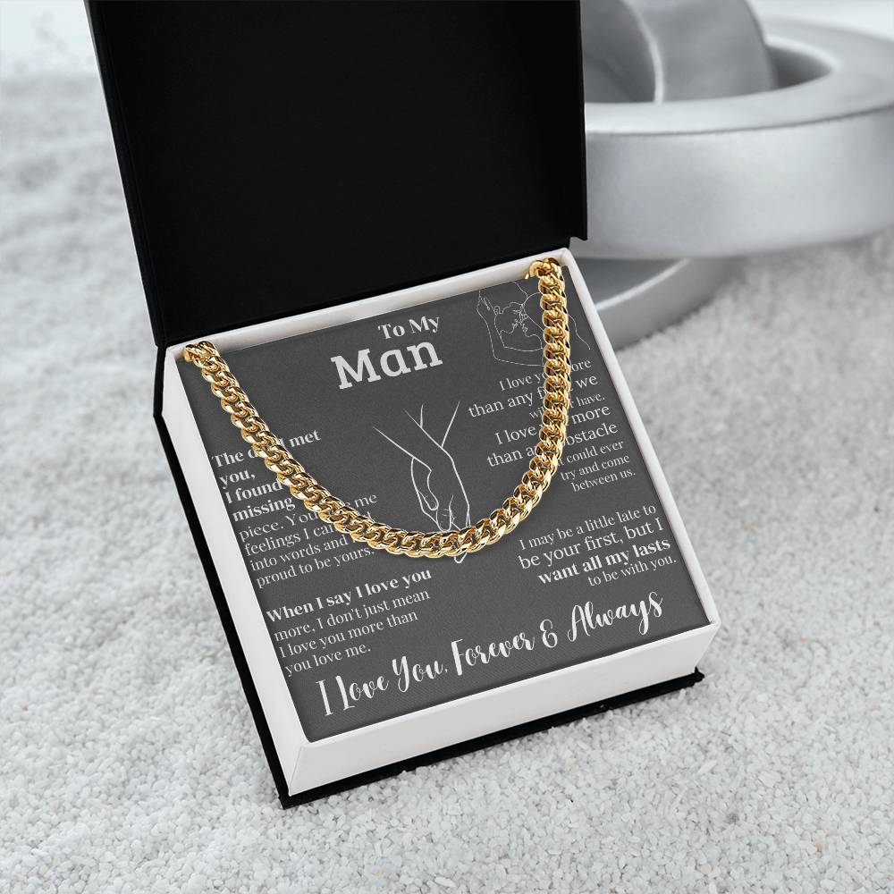 "To My Man" - Engraved Cross Necklace