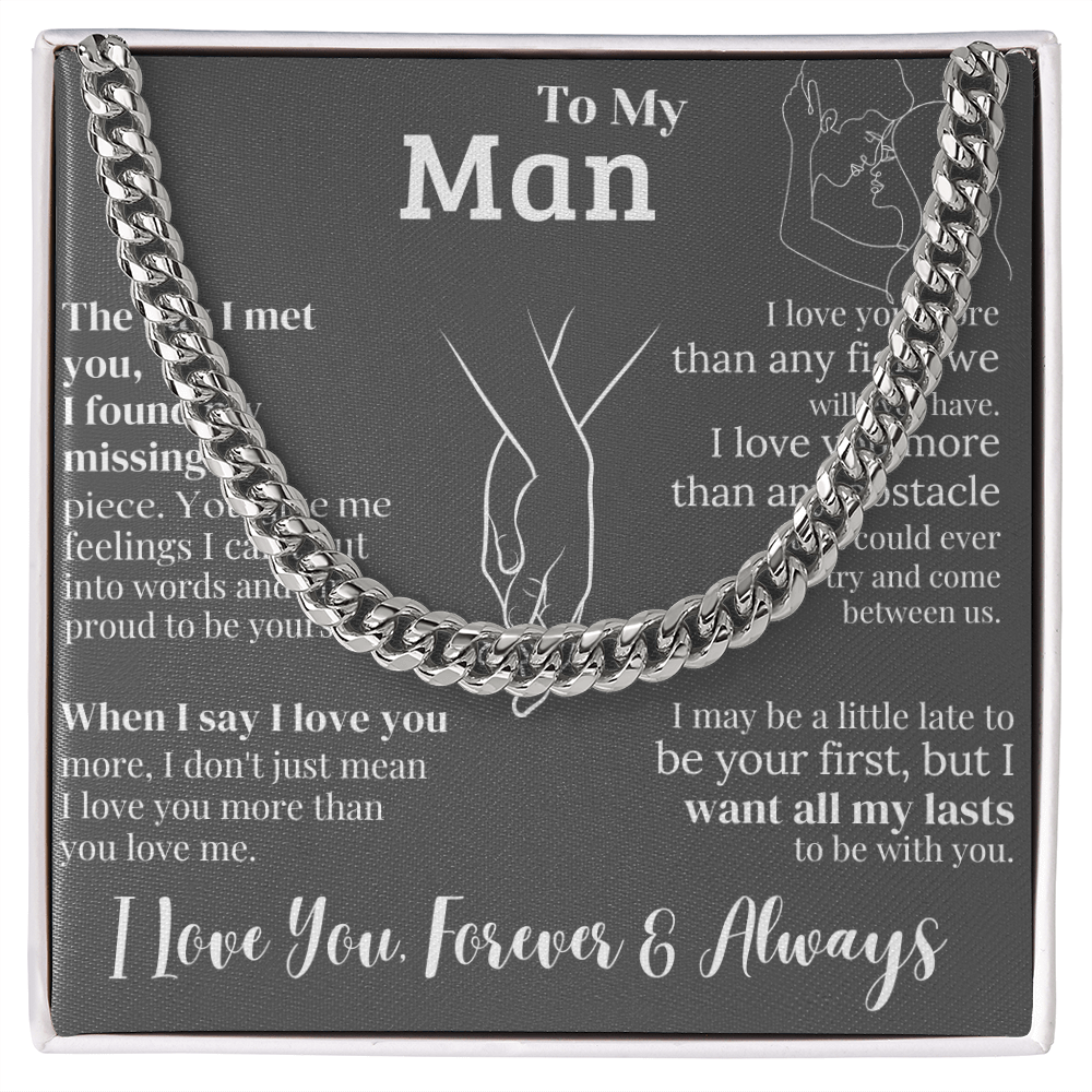 "To My Man" - Engraved Cross Necklace