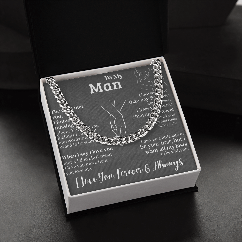 "To My Man" - Engraved Cross Necklace