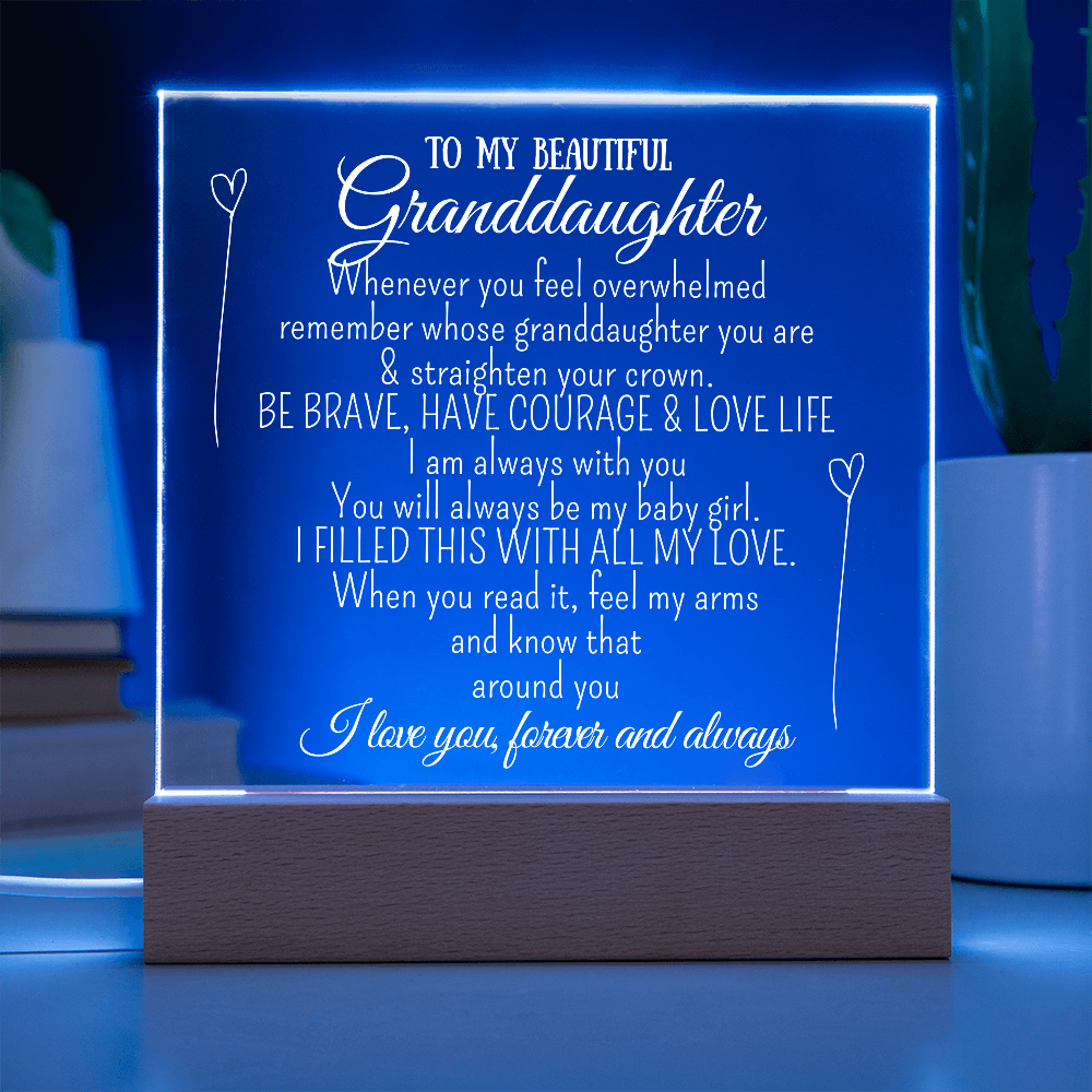 "To My Granddaughter" - Heartfelt Acrylic Plaque
