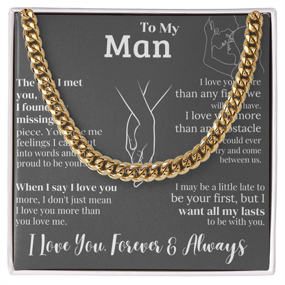 "To My Man" - Engraved Cross Necklace