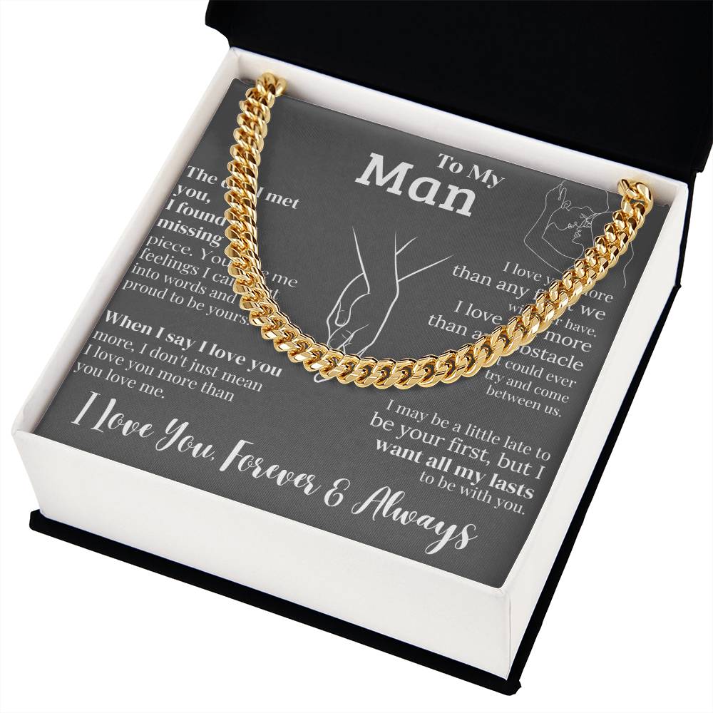 "To My Man" - Engraved Cross Necklace