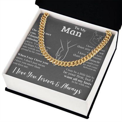 "To My Man" - Engraved Cross Necklace