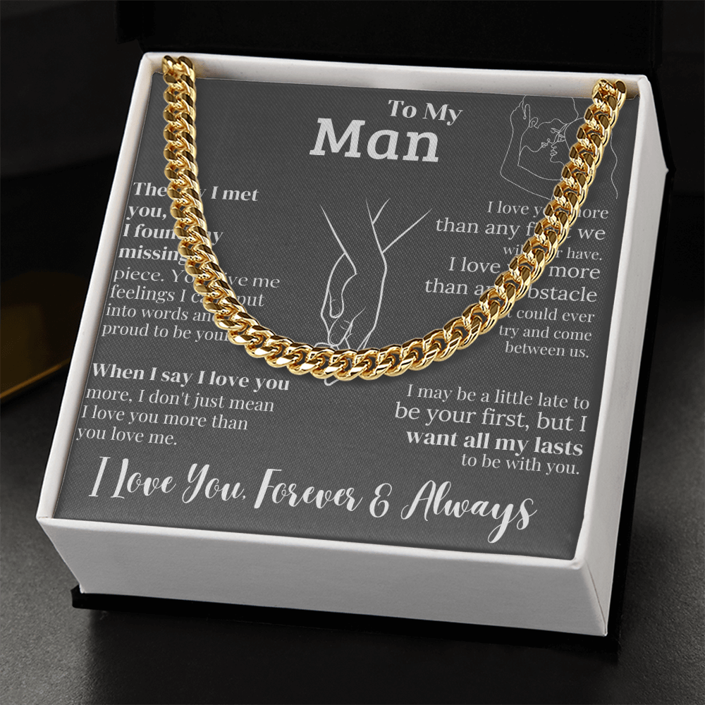 "To My Man" - Engraved Cross Necklace