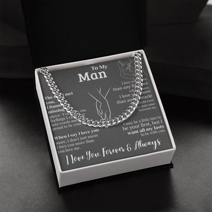 "To My Man" - Engraved Cross Necklace