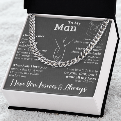 "To My Man" - Engraved Cross Necklace