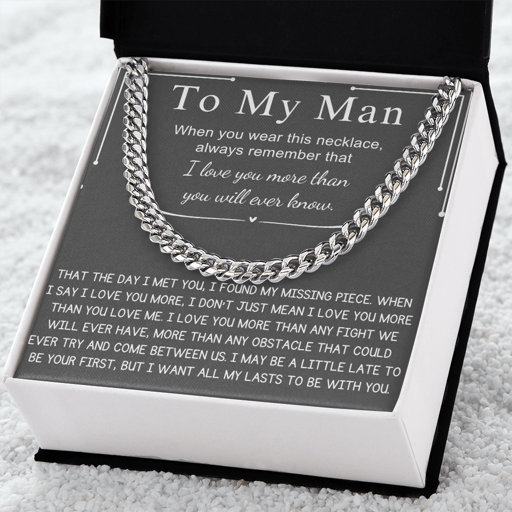 "To My Man" - Engraved Cross Necklace