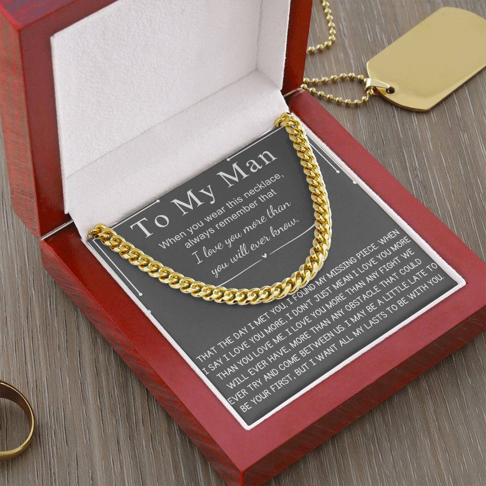 "To My Man" - Engraved Cross Necklace