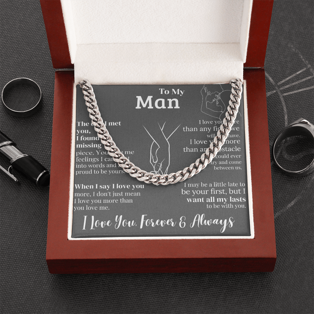 "To My Man" - Engraved Cross Necklace