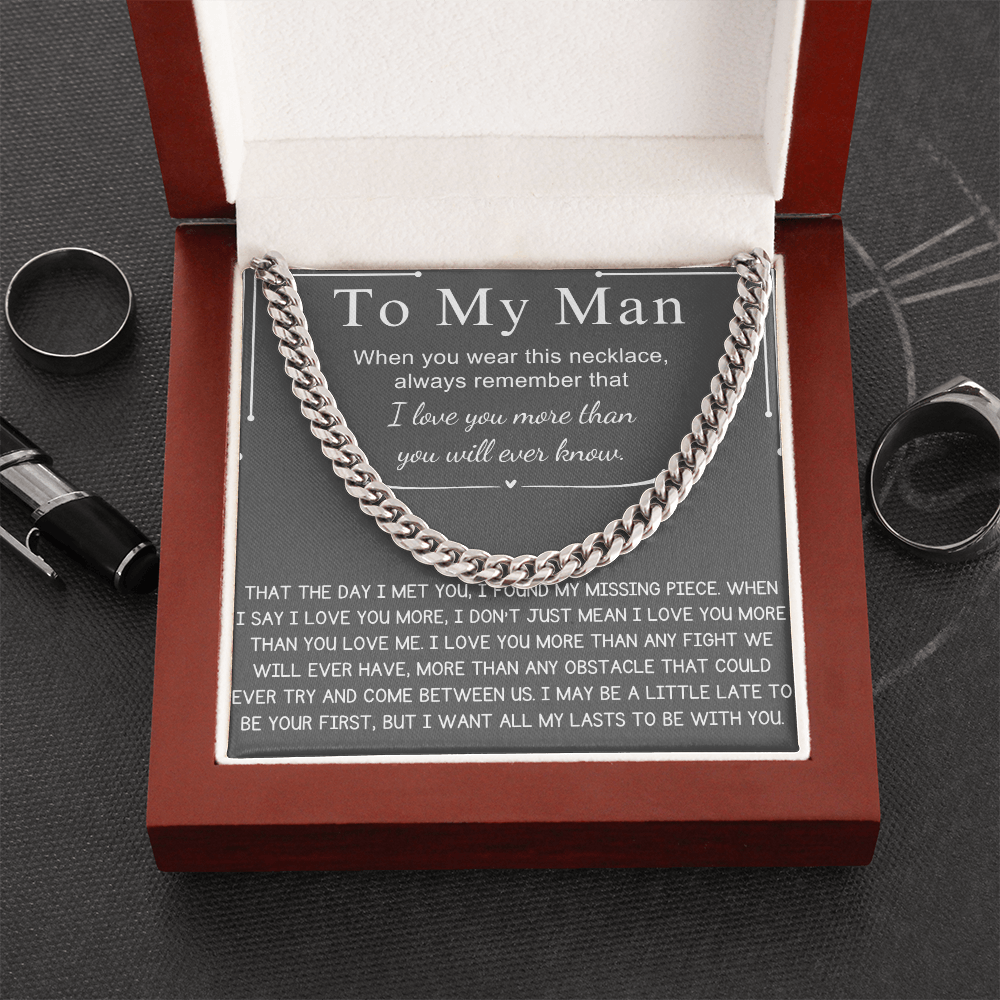 "To My Man" - Engraved Cross Necklace