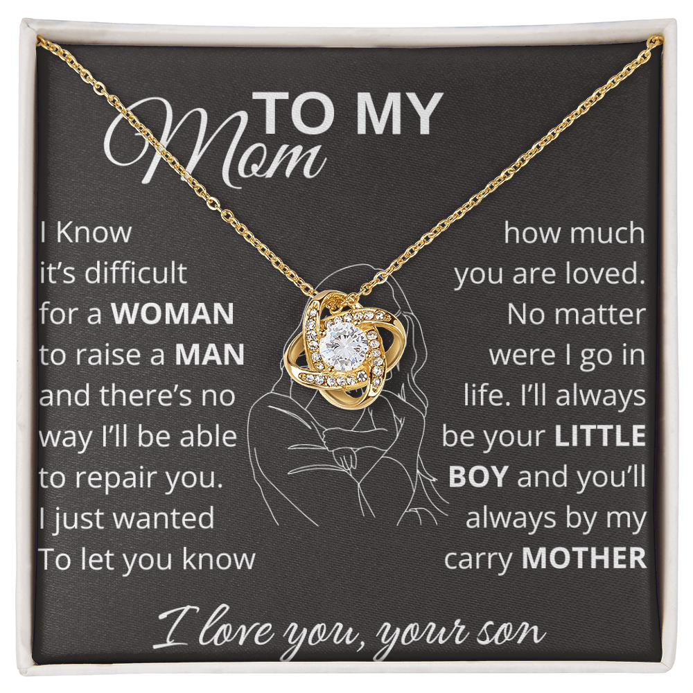 To My Mom - I'll Always Be Your Little Boy - Love Knot Necklace