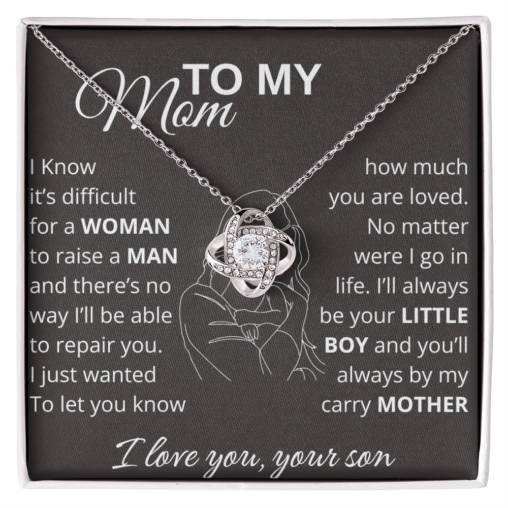 To My Mom - I'll Always Be Your Little Boy - Love Knot Necklace