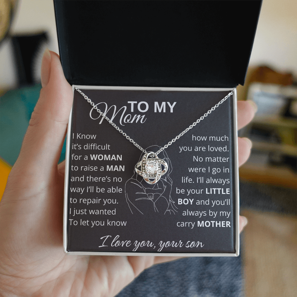 To My Mom - I'll Always Be Your Little Boy - Love Knot Necklace