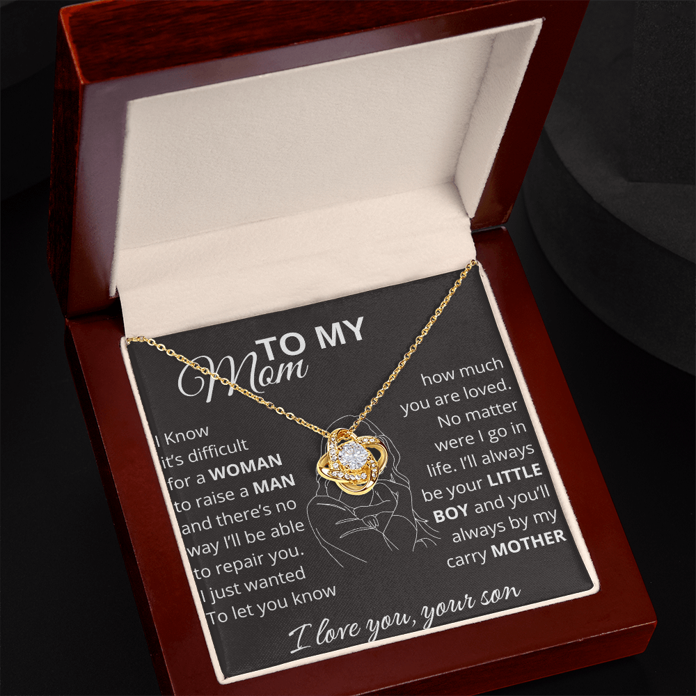 To My Mom - I'll Always Be Your Little Boy - Love Knot Necklace