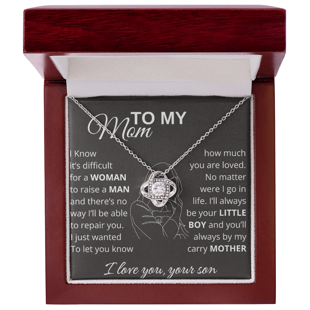 To My Mom - I'll Always Be Your Little Boy - Love Knot Necklace