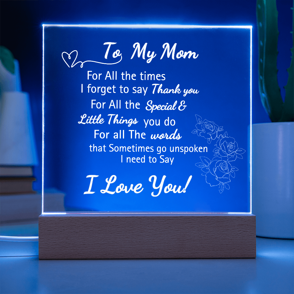 Personalized Engraved Acrylic "I Love You Mom"