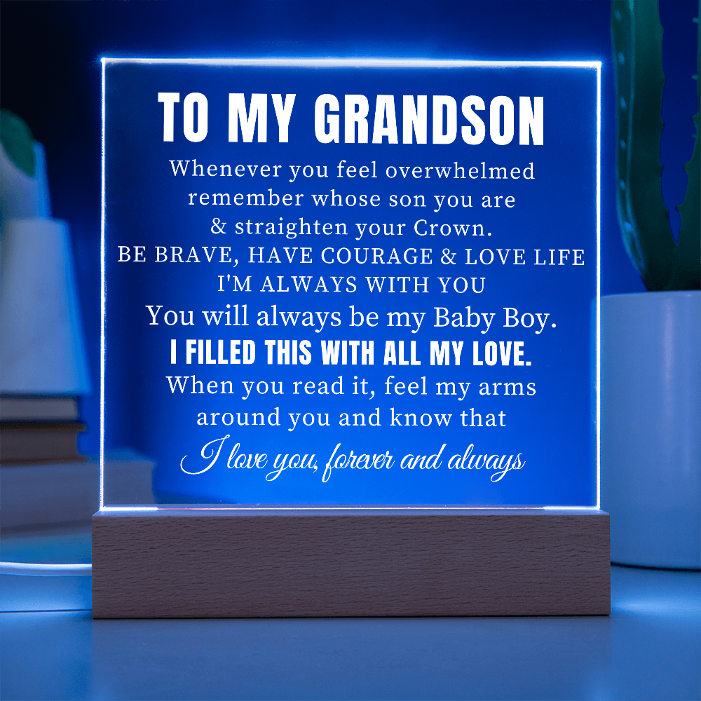 "To My Grandson" - Inspirational Acrylic Plaque