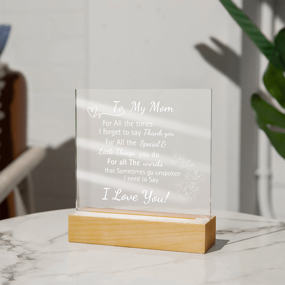 Personalized Engraved Acrylic "I Love You Mom"