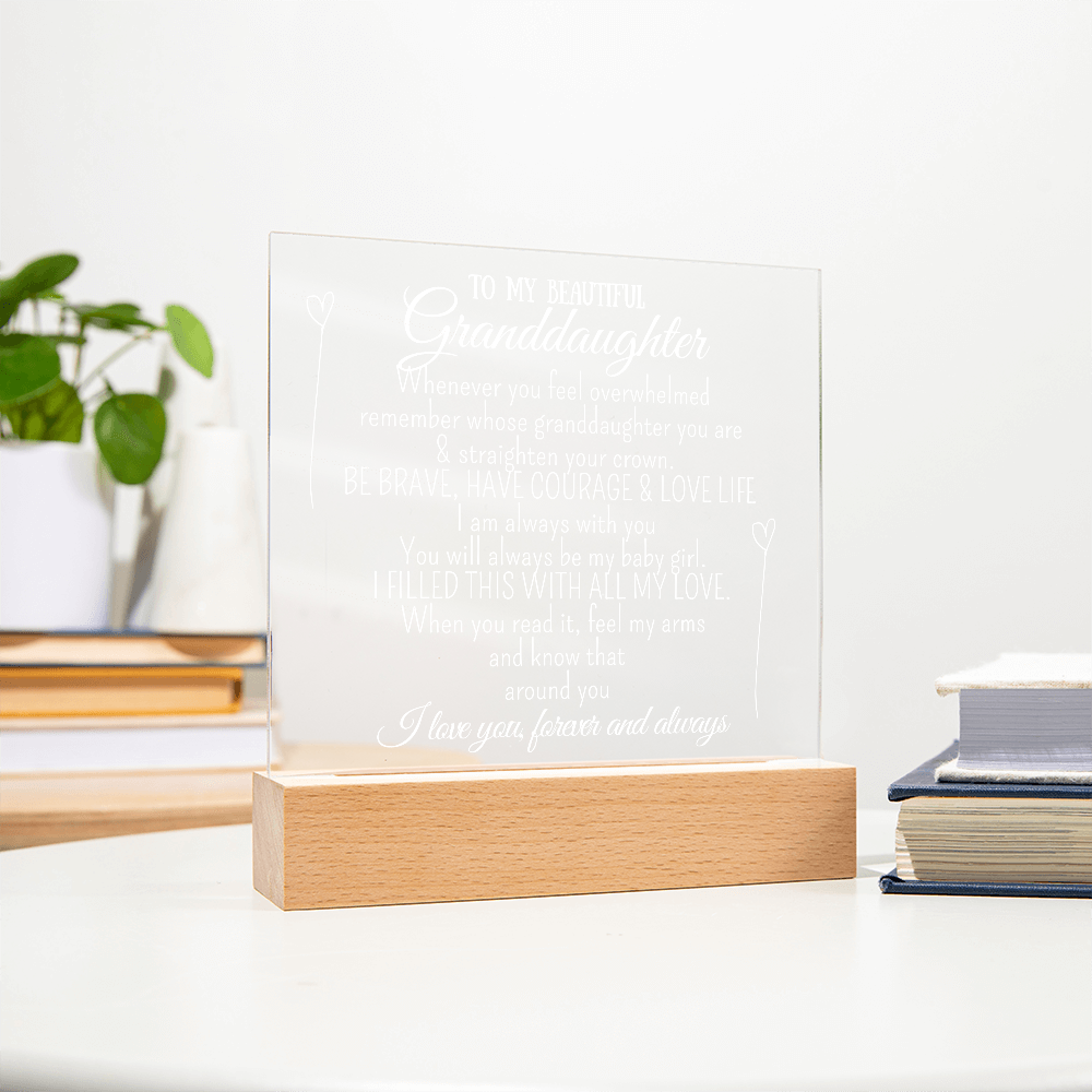 "To My Granddaughter" - Heartfelt Acrylic Plaque