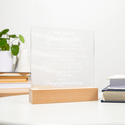 "To My Granddaughter" - Heartfelt Acrylic Plaque