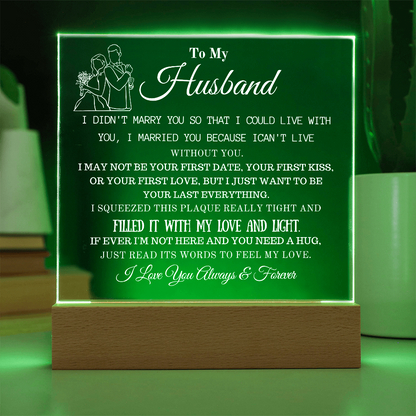 "To My Husband" - Engraved Acrylic Love Plaque