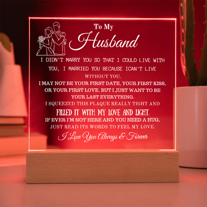 "To My Husband" - Engraved Acrylic Love Plaque