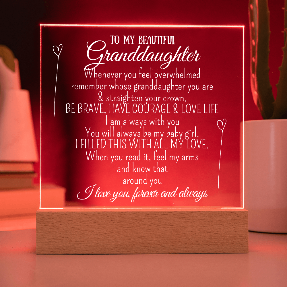 "To My Granddaughter" - Heartfelt Acrylic Plaque
