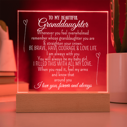 "To My Granddaughter" - Heartfelt Acrylic Plaque