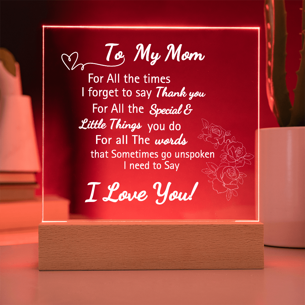 Personalized Engraved Acrylic "I Love You Mom"