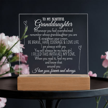 "To My Granddaughter" - Heartfelt Acrylic Plaque